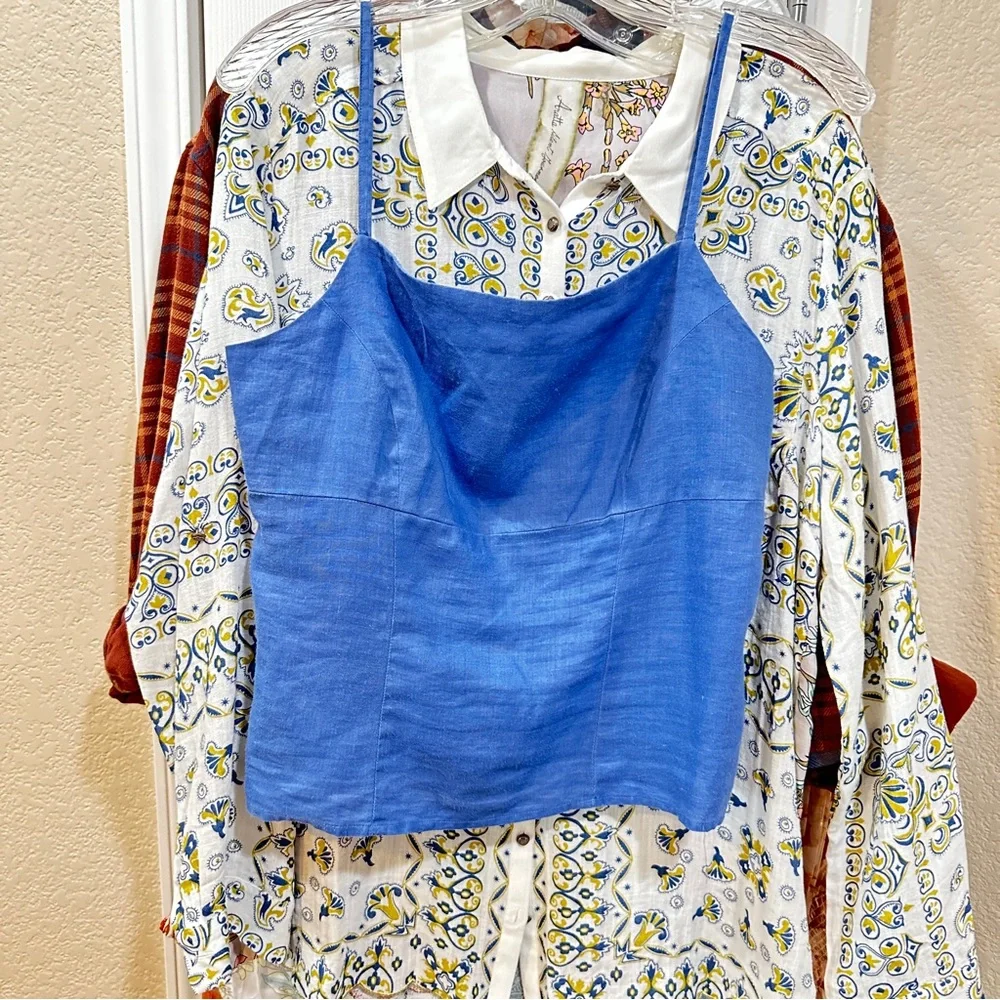 ZARA Basic Blue Linen Tank - Size Medium - Picture 3 of 6